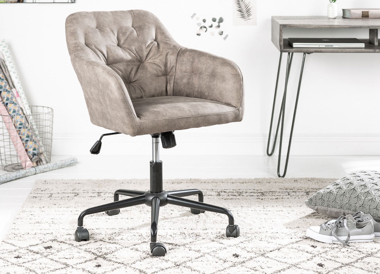 Chaise de bureau velours taupe