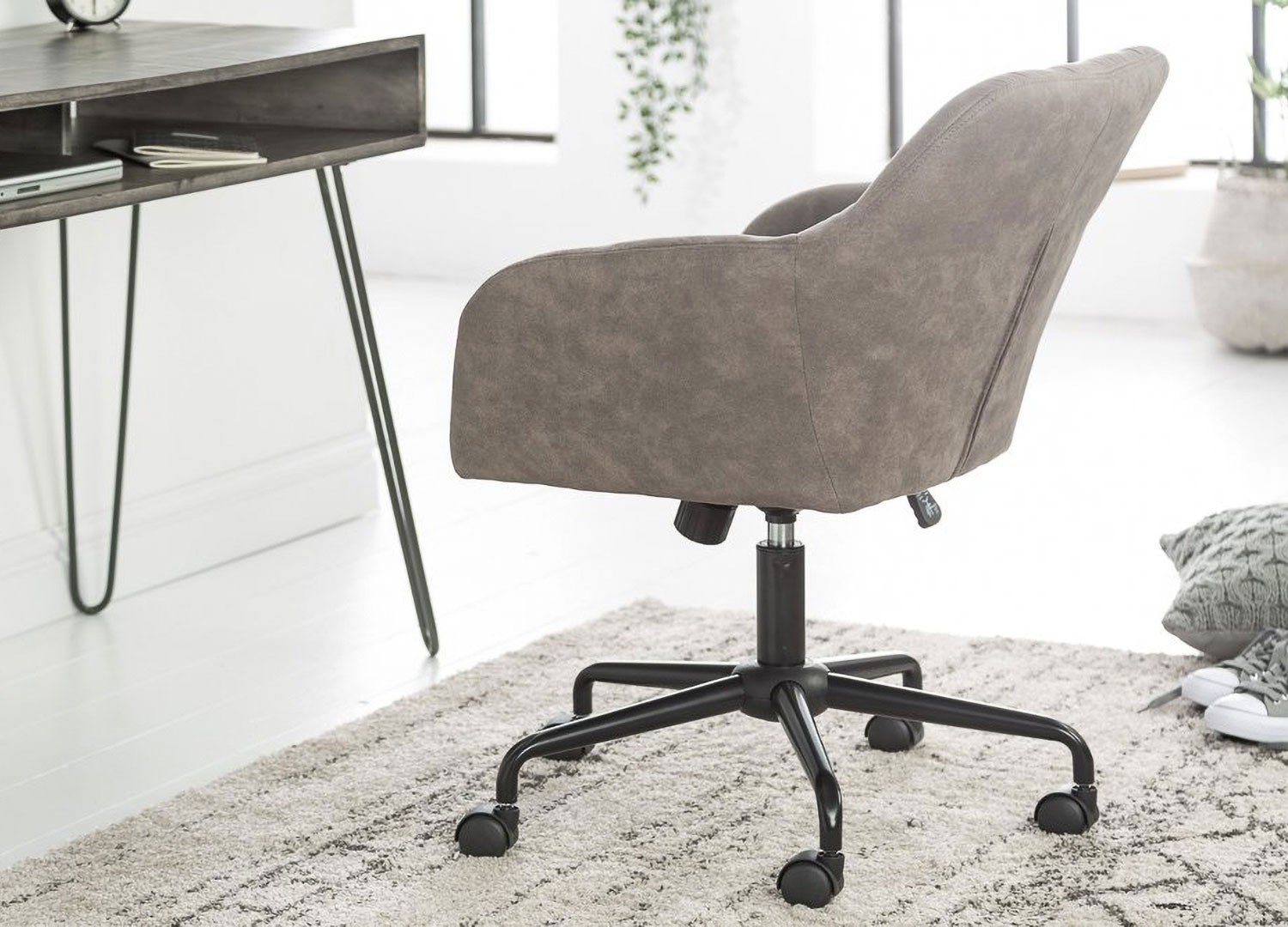 Chaise de bureau velours taupe