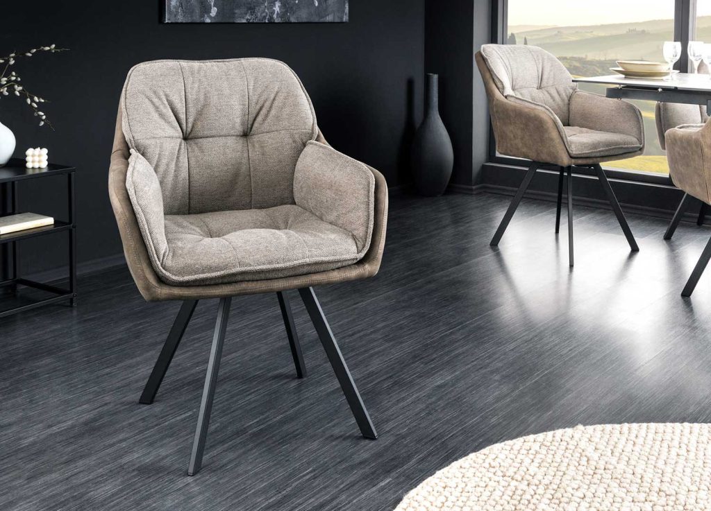 Chaise de salle à manger pivotante microfibre et tissu taupe