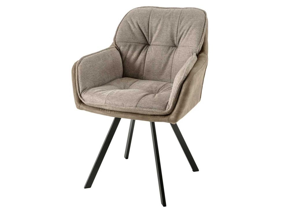 Chaise de salle à manger pivotante microfibre et tissu taupe