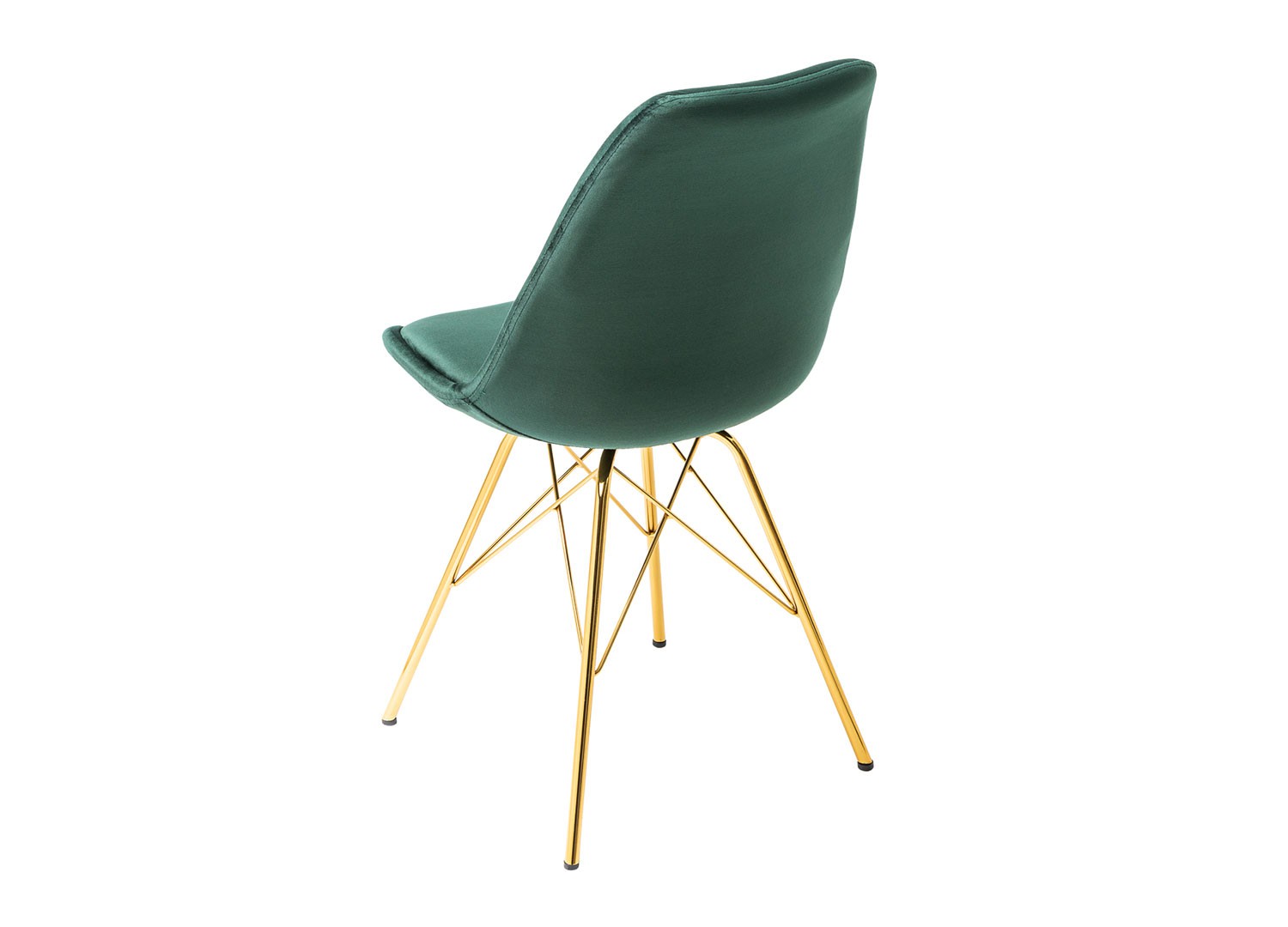 Chaise design velours vert et pieds doré