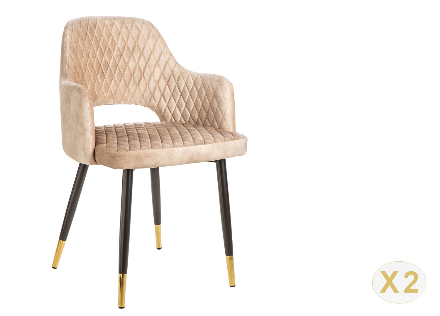 Chaise en velours grège de salle à manger design
