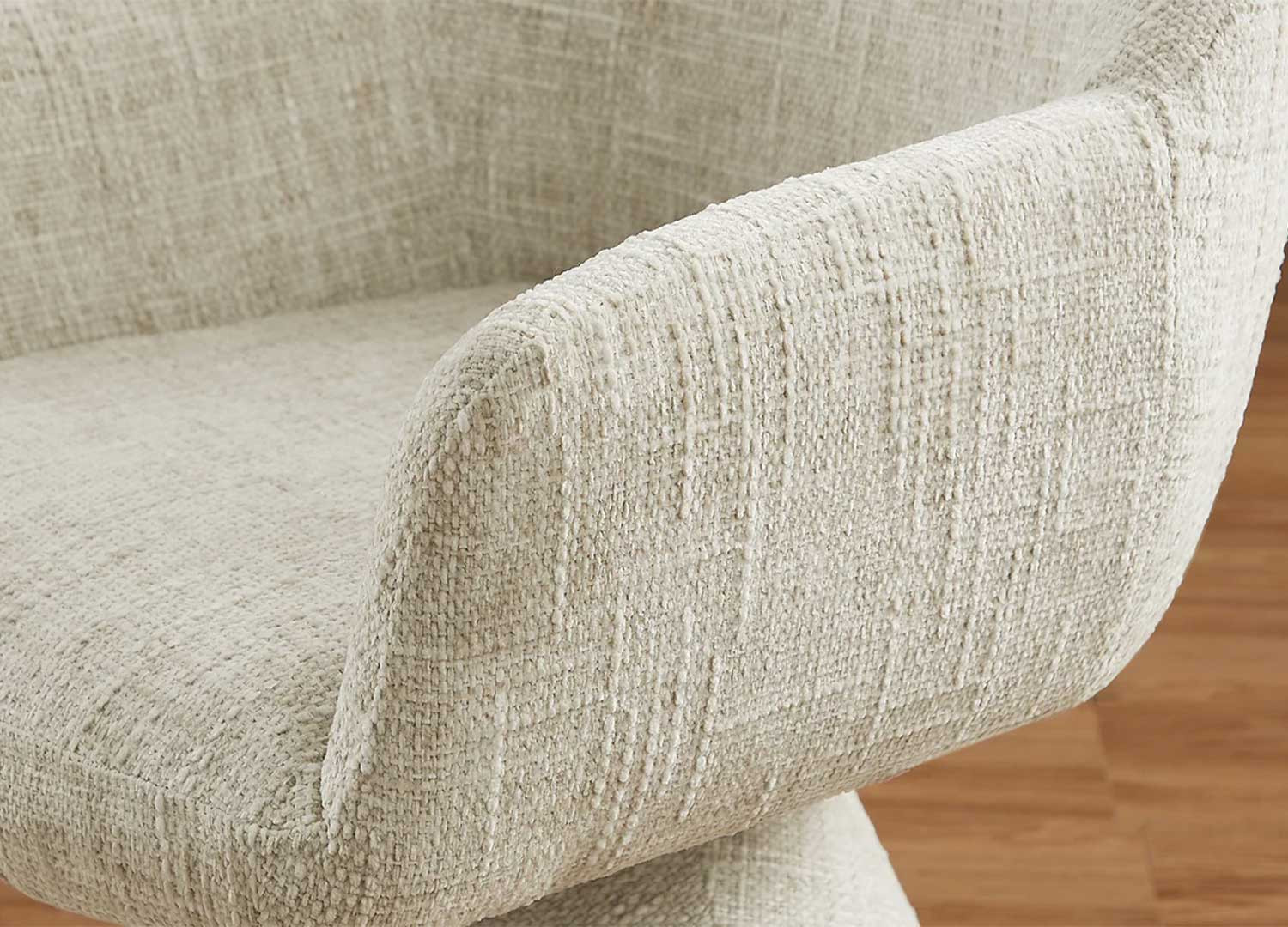 Chaise pivotante à 180° en tissu beige chenille Jenna