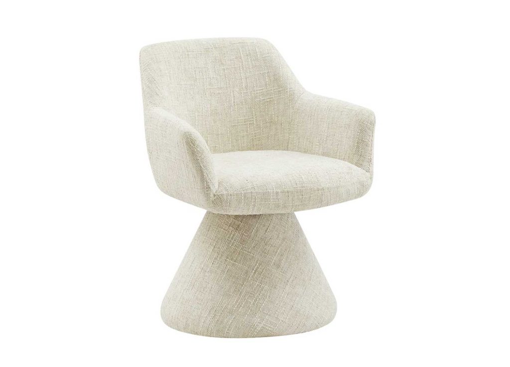 Chaise pivotante à 180° en tissu beige chenille Jenna