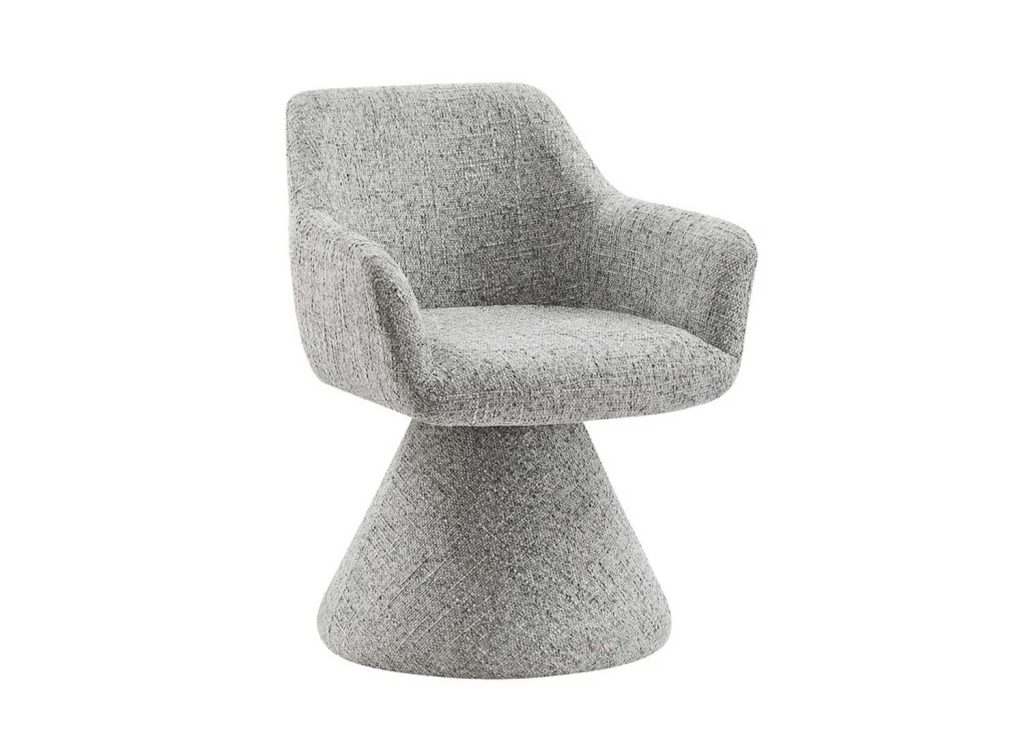Chaise pivotante à 180° en tissu gris chenille Jenna