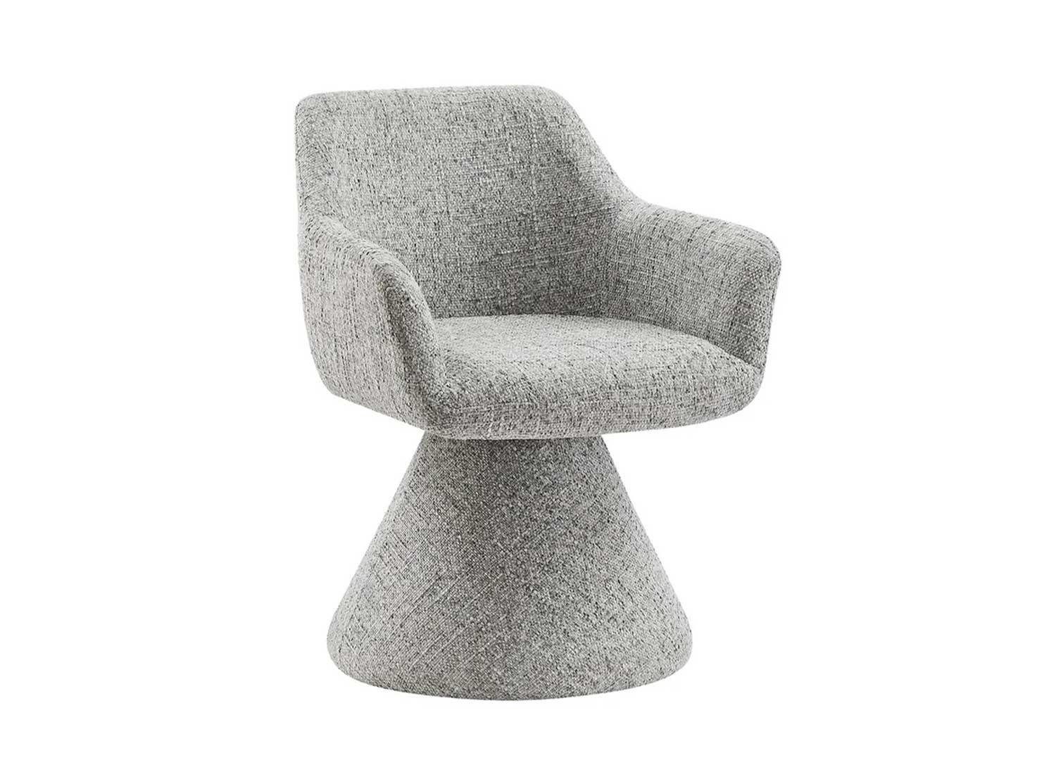 Chaise pivotante à 180° en tissu gris chenille Jenna