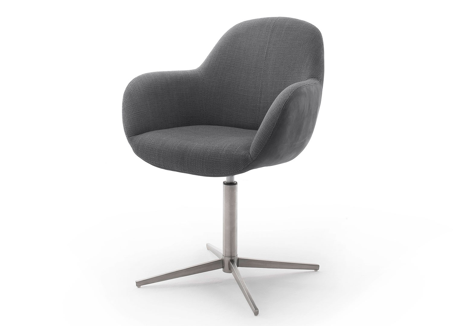 Chaise pivotante anthracite ou cappuccino et pied acier brossé avec accoudoirs