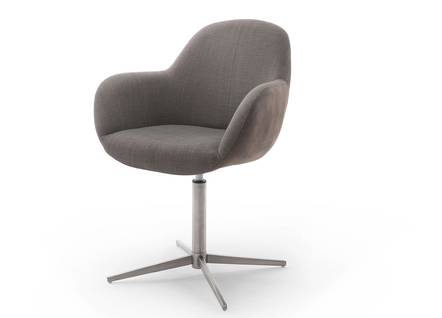 Chaise pivotante anthracite ou cappuccino et pied acier brossé avec accoudoirs