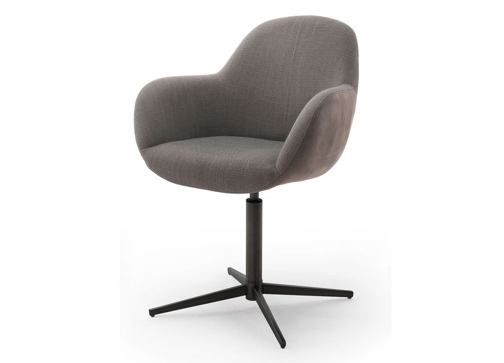 Chaise pivotante anthracite ou cappuccino et pied noir avec accoudoirs