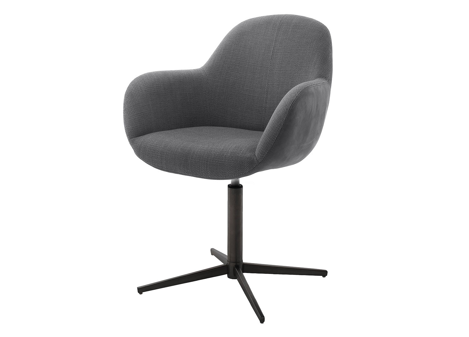 Chaise pivotante anthracite et pied noir avec dossier ajouré