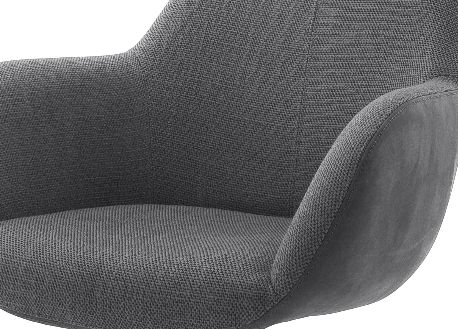 Chaise pivotante anthracite et pied noir avec dossier ajouré