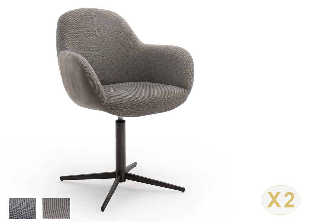 Chaise pivotante anthracite et pied noir avec dossier ajouré