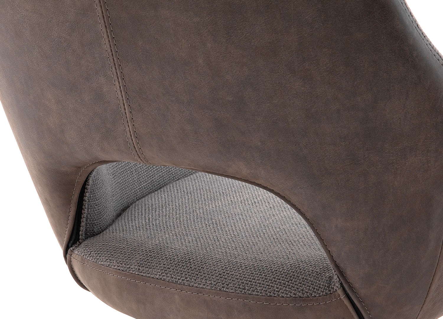 Chaise pivotante cappuccino et pied acier brossé avec dossier ajouré