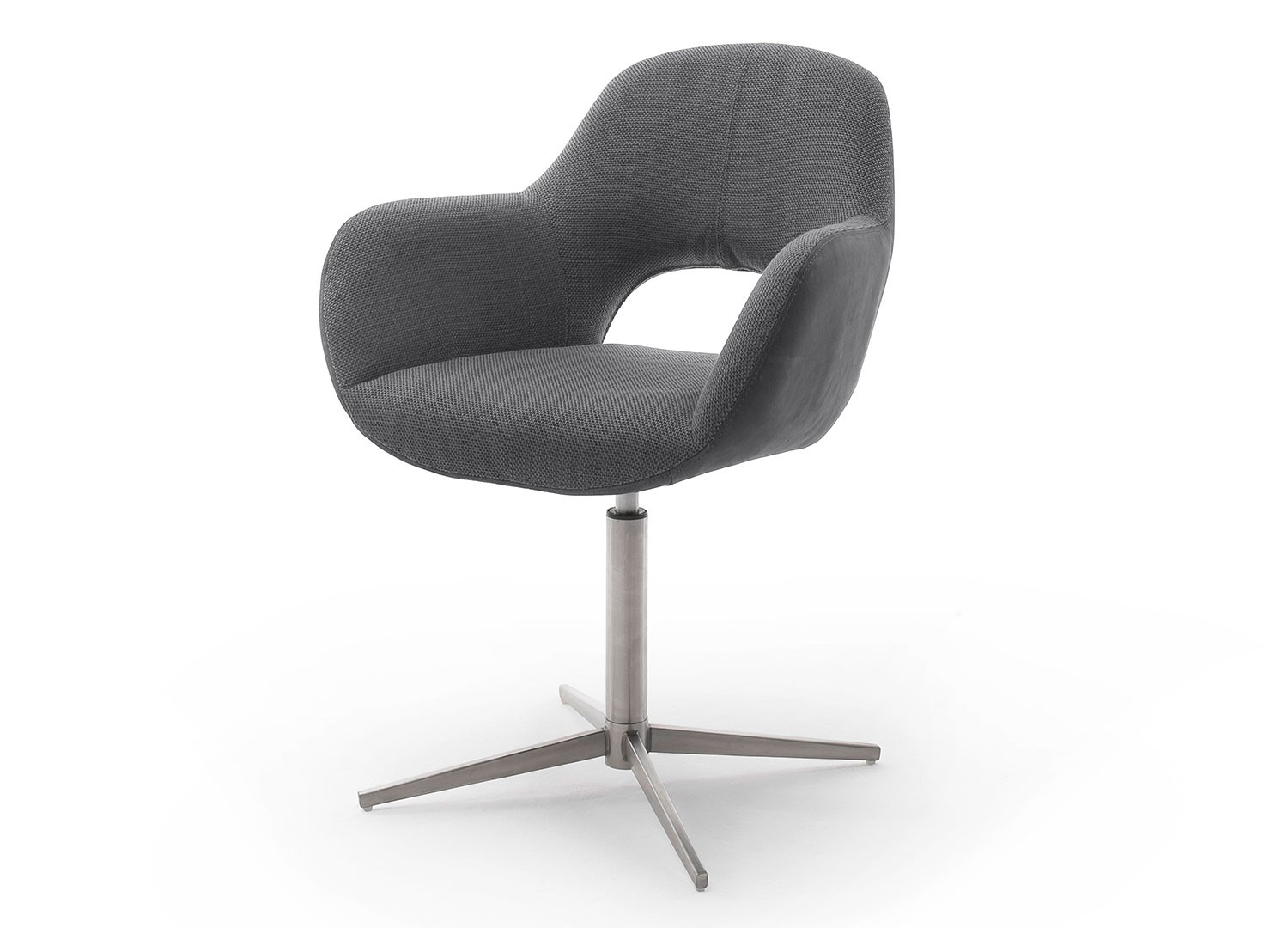Chaise pivotante cappuccino et pied acier brossé avec dossier ajouré