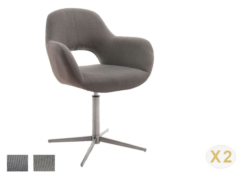 Chaise pivotante cappuccino et pied acier brossé avec dossier ajouré