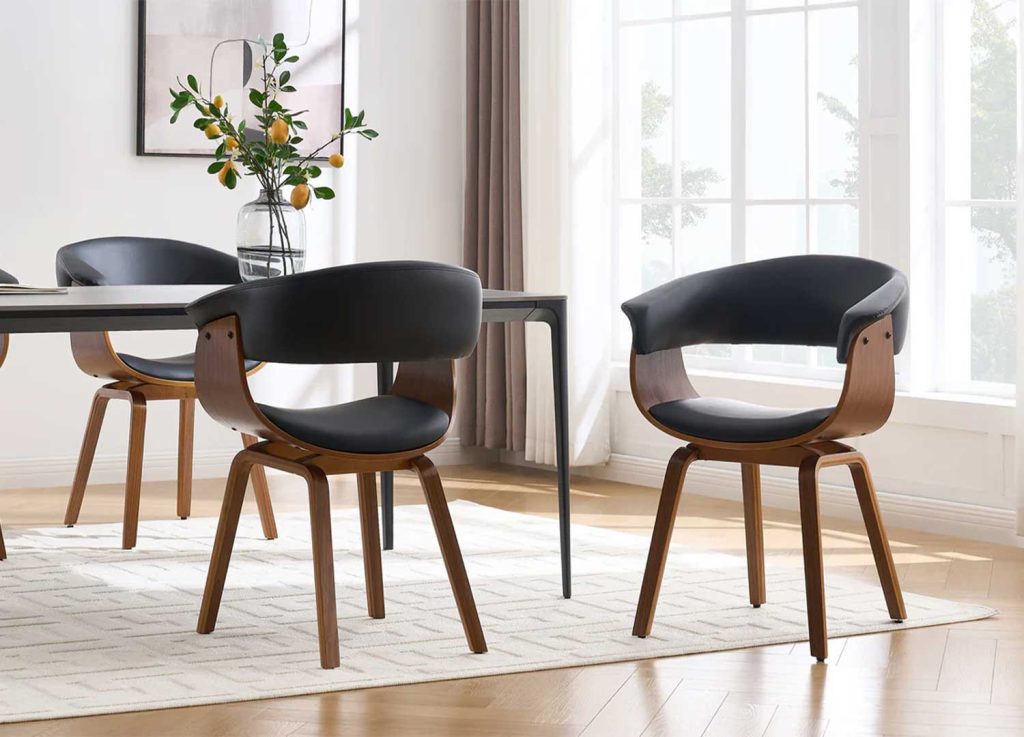 Chaise rétro design noir et noyer Oliver