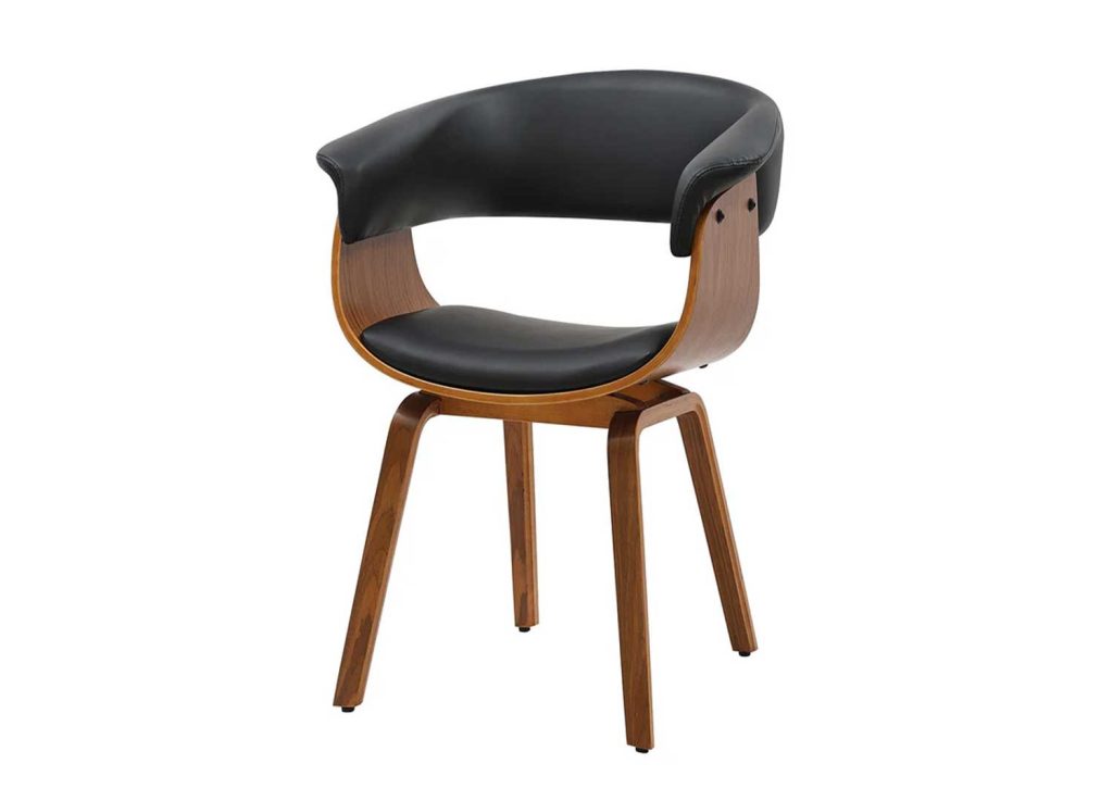 Chaise rétro design noir et noyer Oliver