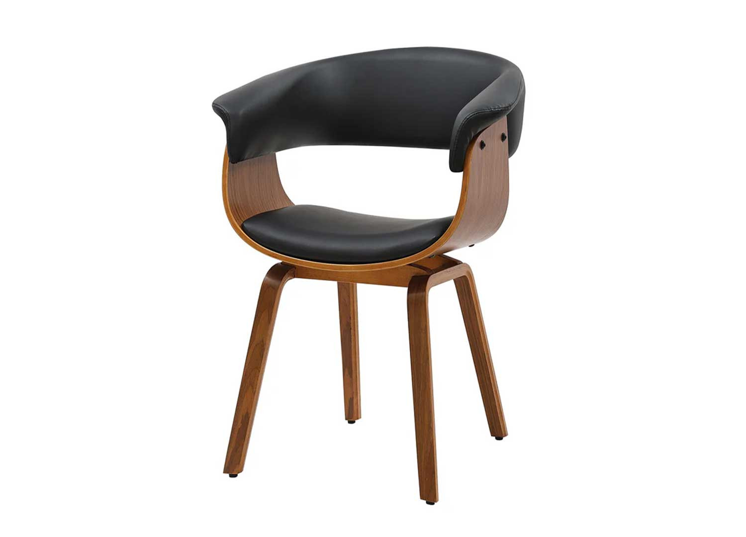 Chaise rétro design noir et noyer Oliver
