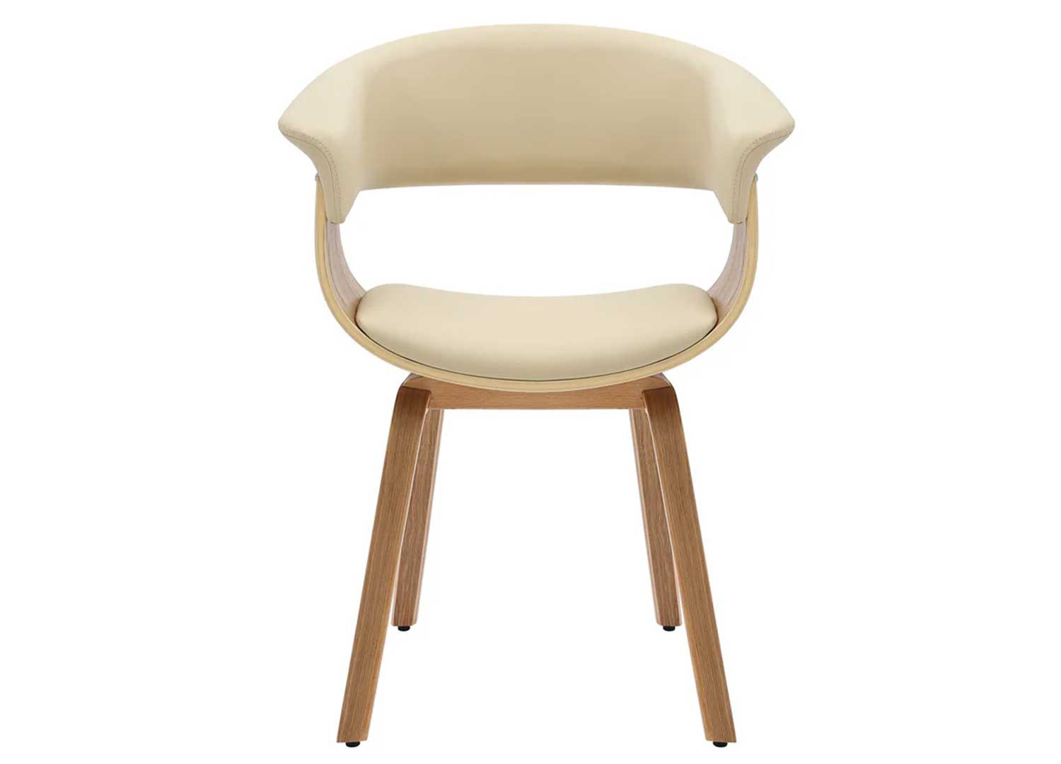Chaise rétro moderne beige et chêne clair Oliver