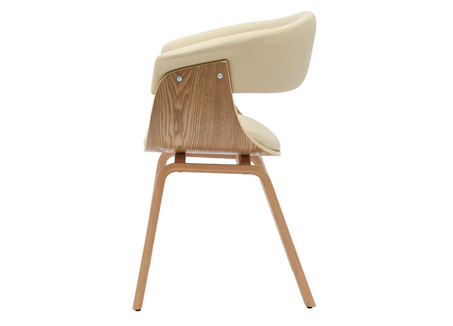 Chaise rétro moderne beige et chêne clair Oliver