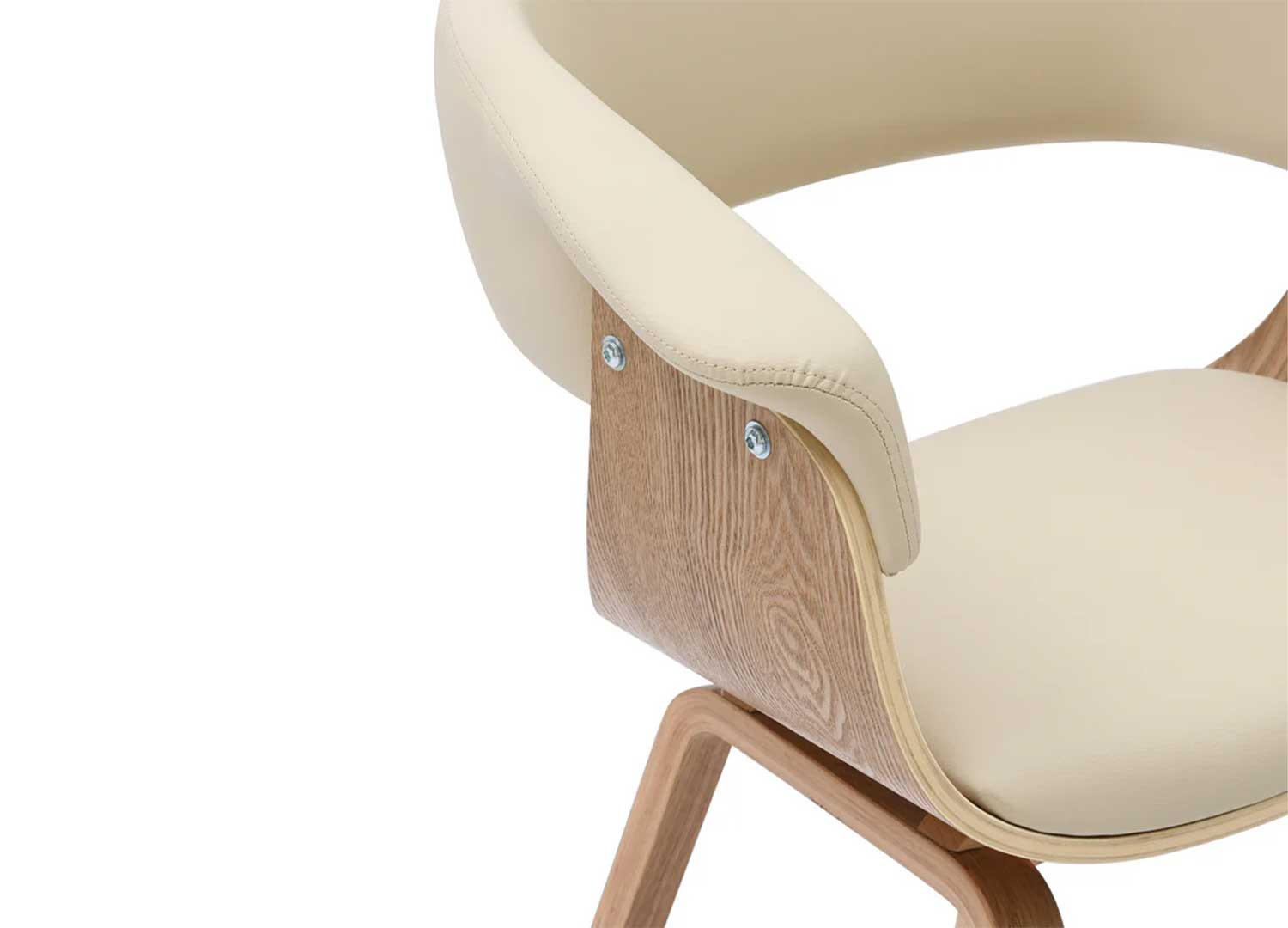 Chaise rétro moderne beige et chêne clair Oliver