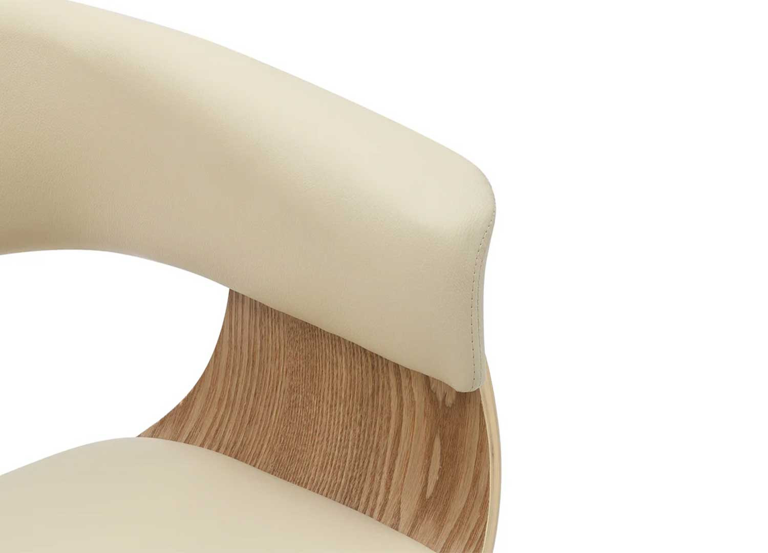 Chaise rétro moderne beige et chêne clair Oliver