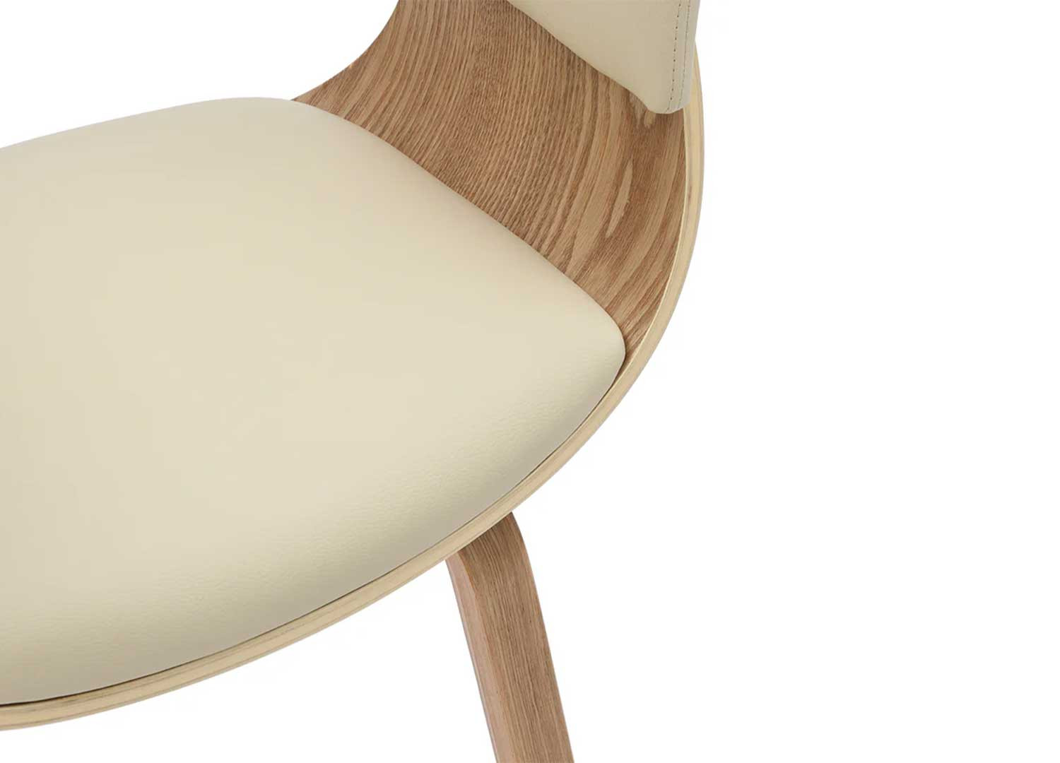 Chaise rétro moderne beige et chêne clair Oliver