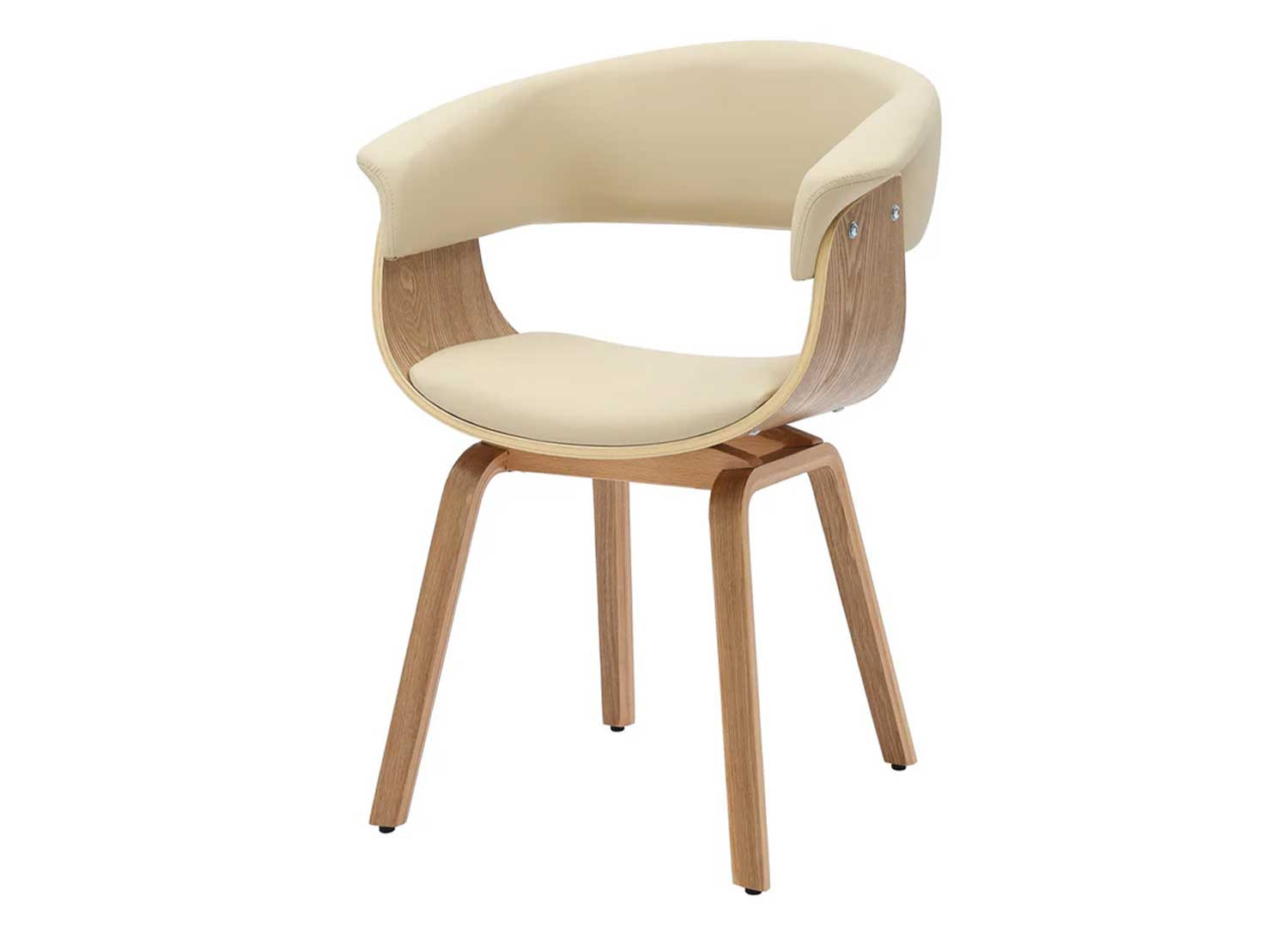 Chaise rétro moderne beige et chêne clair Oliver
