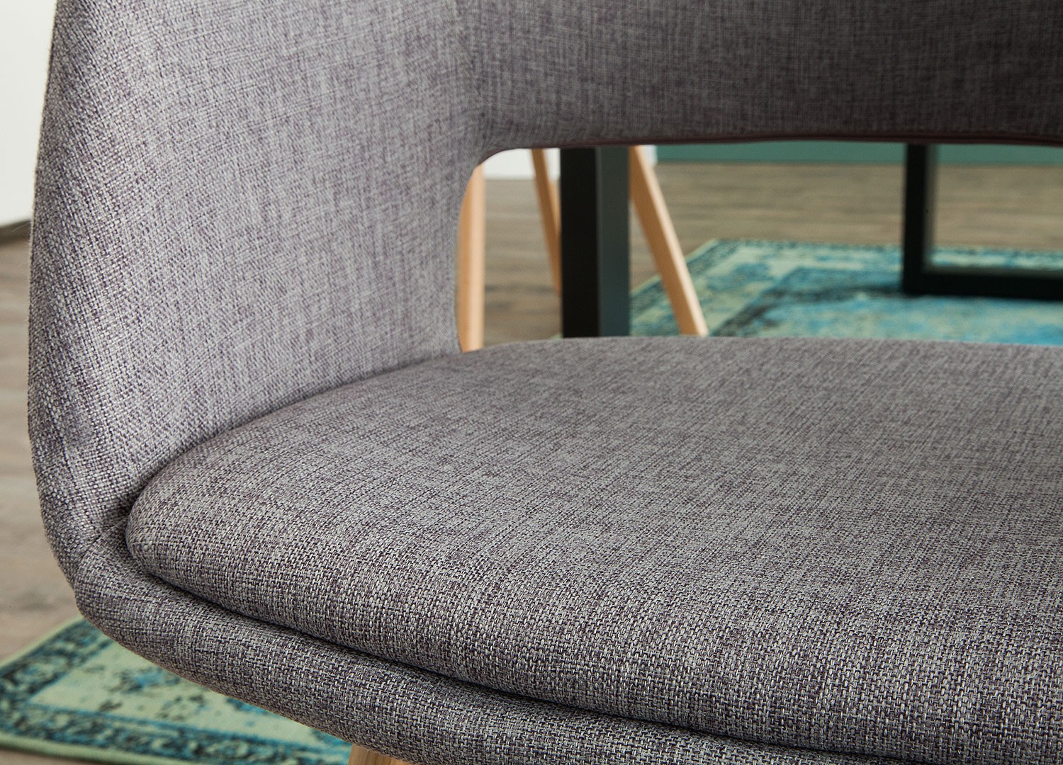 Chaise tissu gris avec accoudoirs