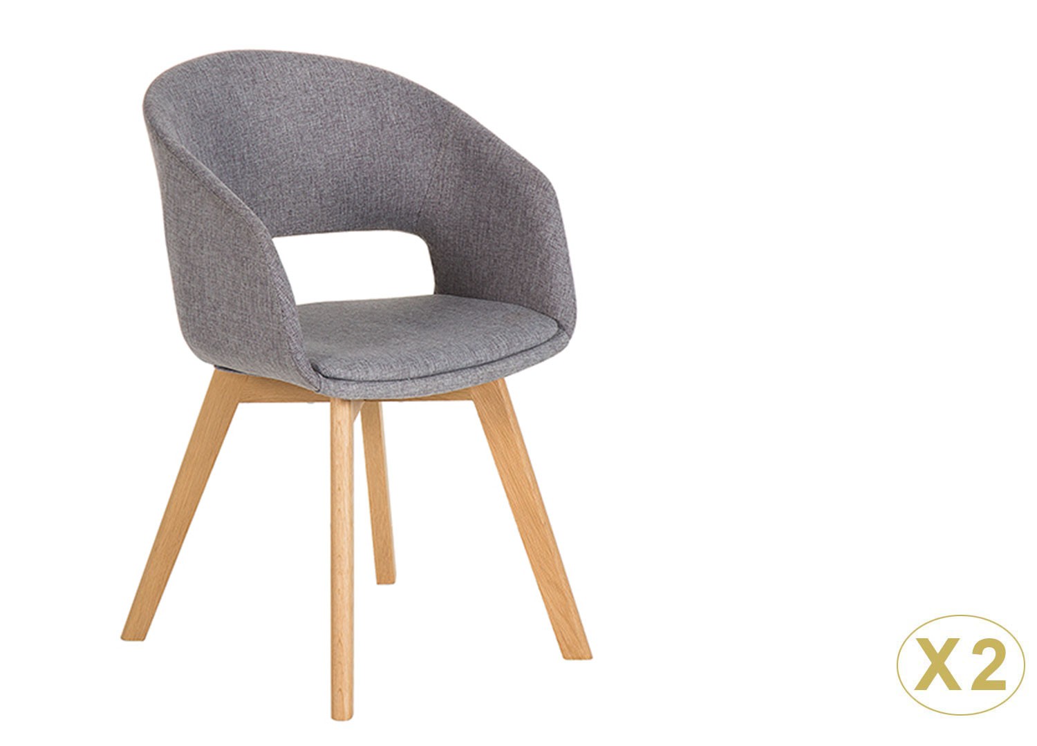 Chaise tissu gris avec accoudoirs