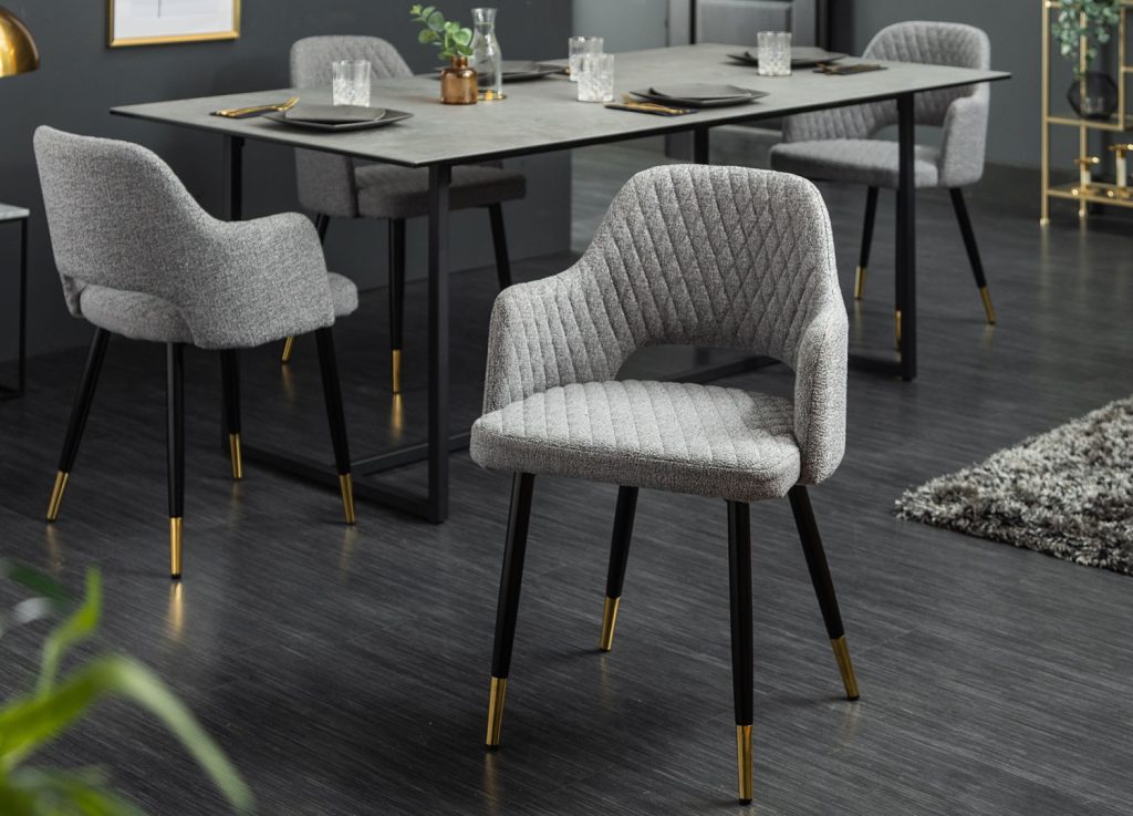 Chaise tissu gris clair de salle à manger moderne