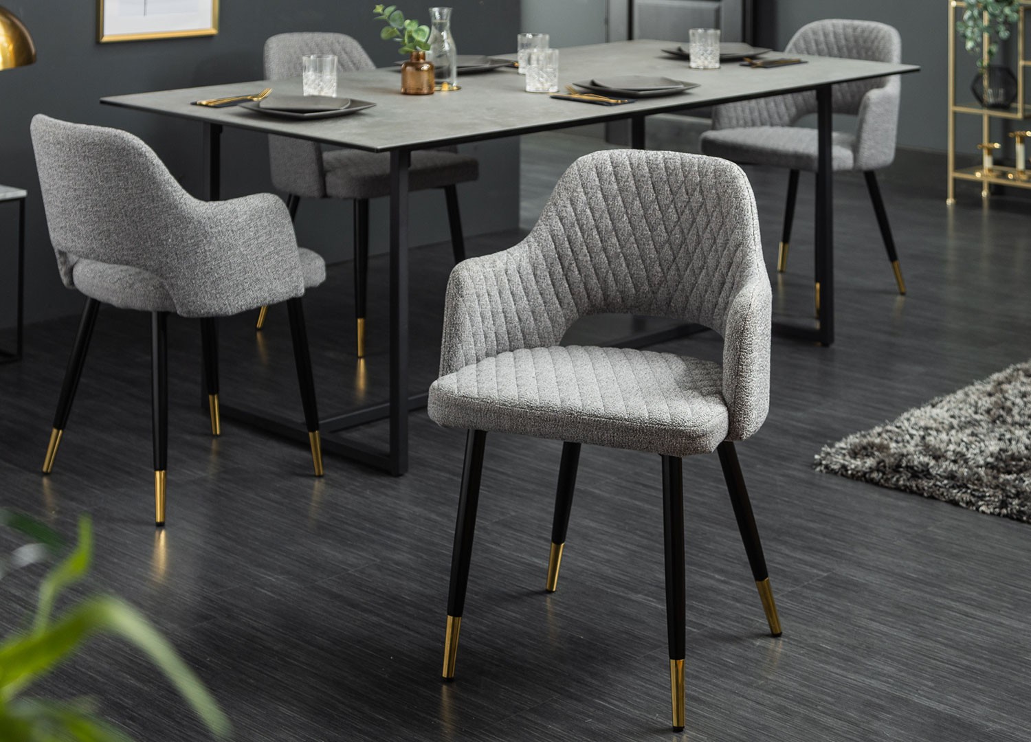 Chaise tissu gris clair de salle à manger moderne