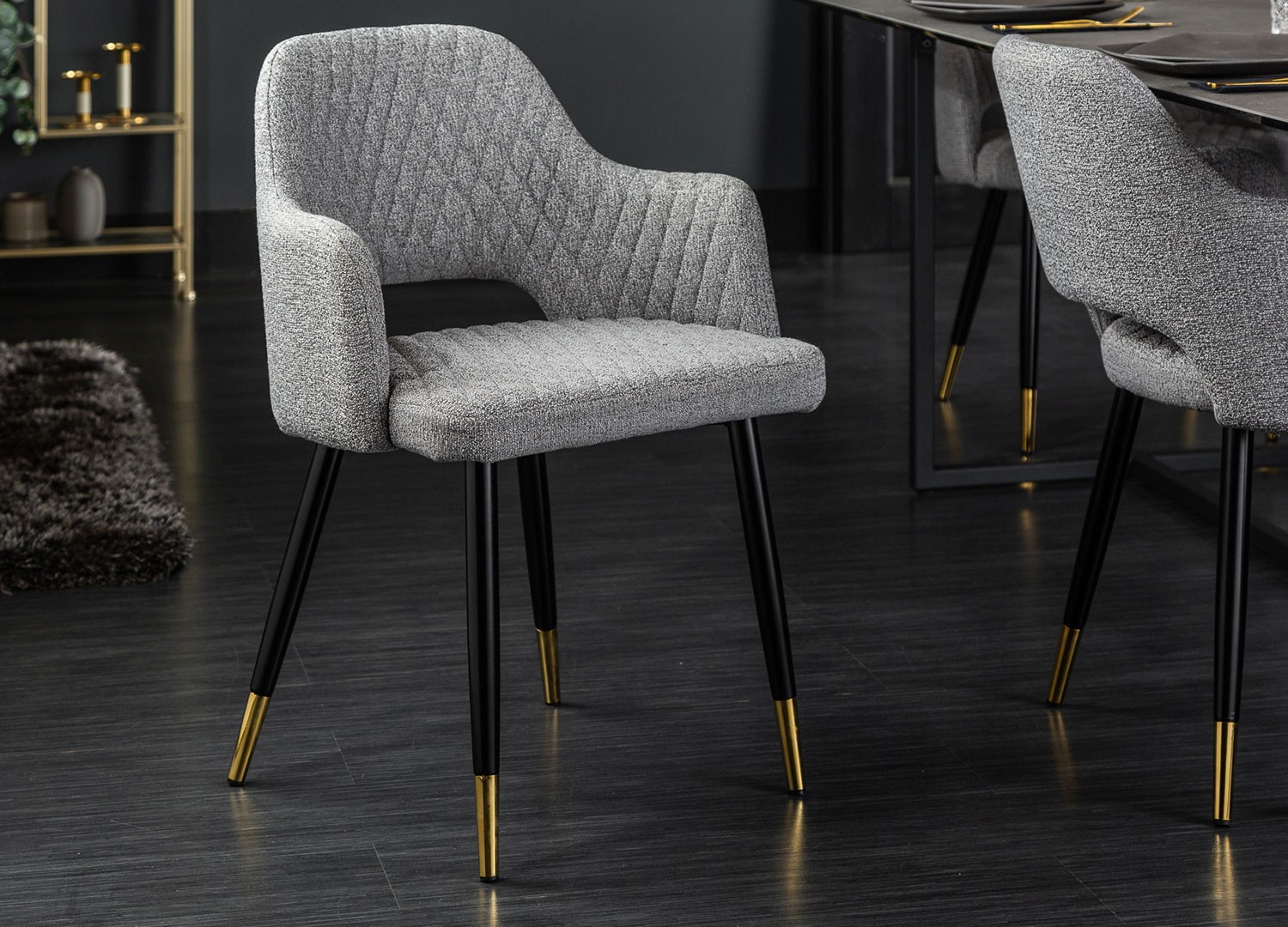 Chaise tissu gris clair de salle à manger moderne