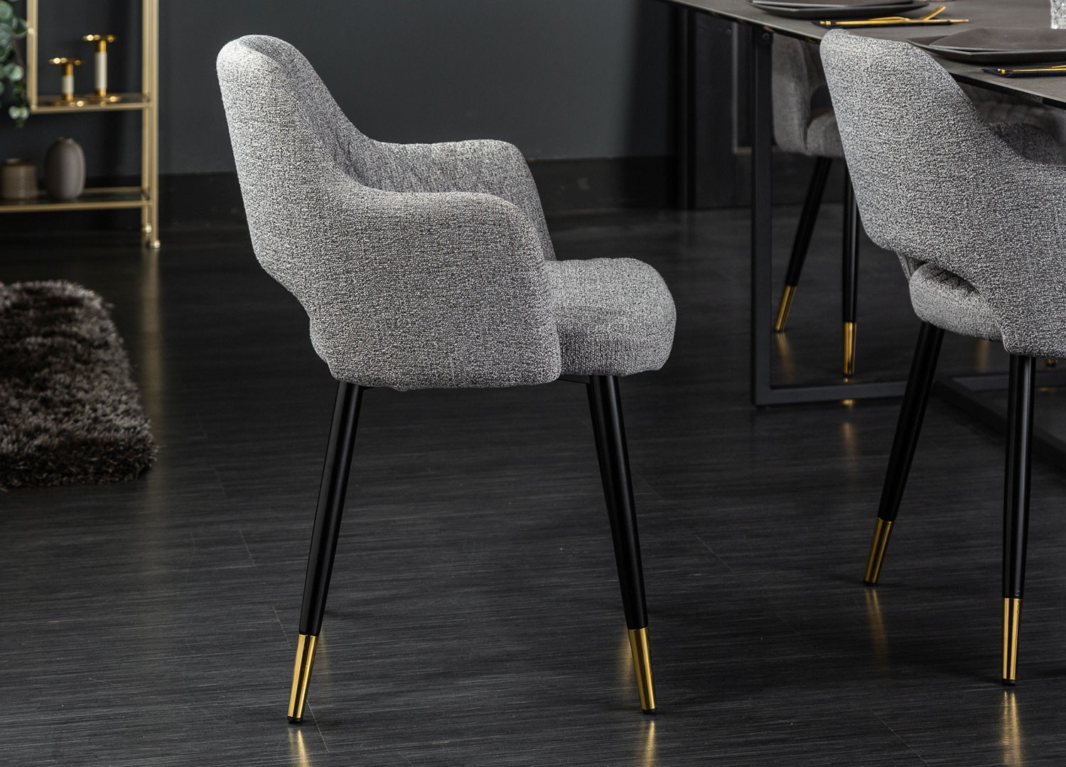 Chaise tissu gris clair de salle à manger moderne
