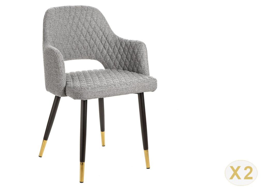 Chaise tissu gris clair de salle à manger moderne
