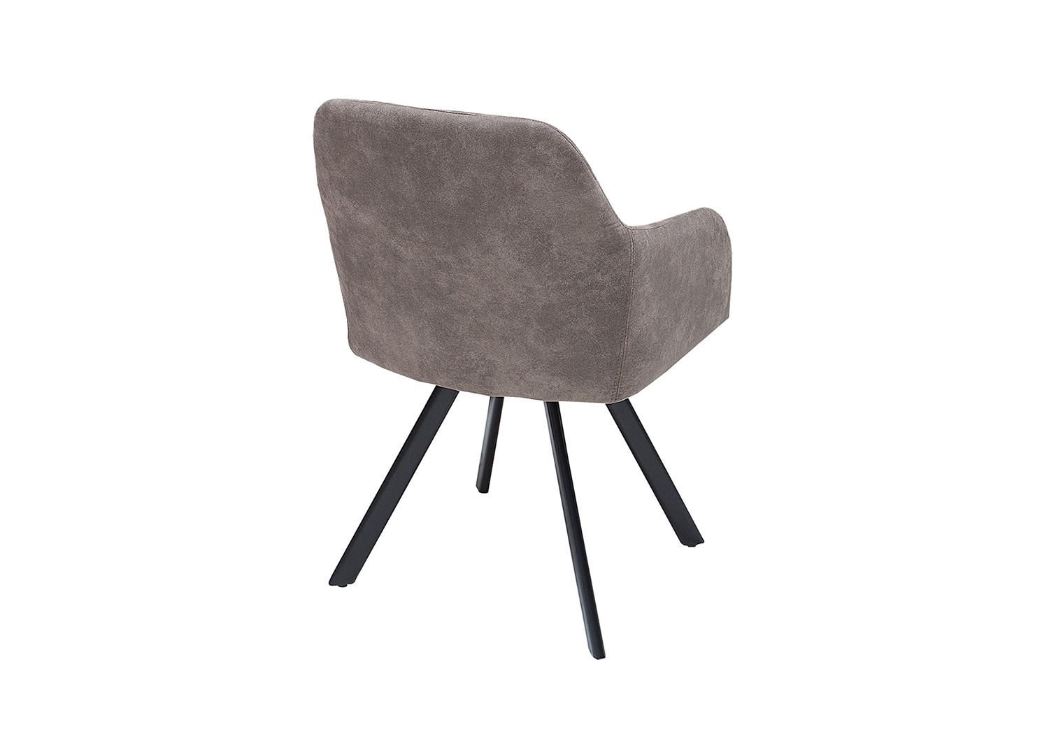 Chaise vintage gris taupe avec accoudoirs et pieds métal noir
