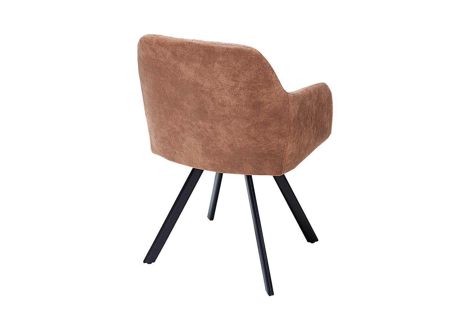 Chaise vintage marron avec accoudoirs et pieds métal noir