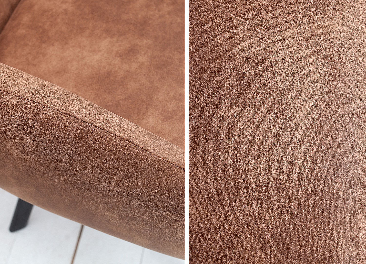 Chaise vintage marron avec accoudoirs et pieds métal noir