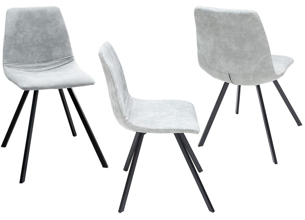 Chaise vintage microfibre et pieds métal noir