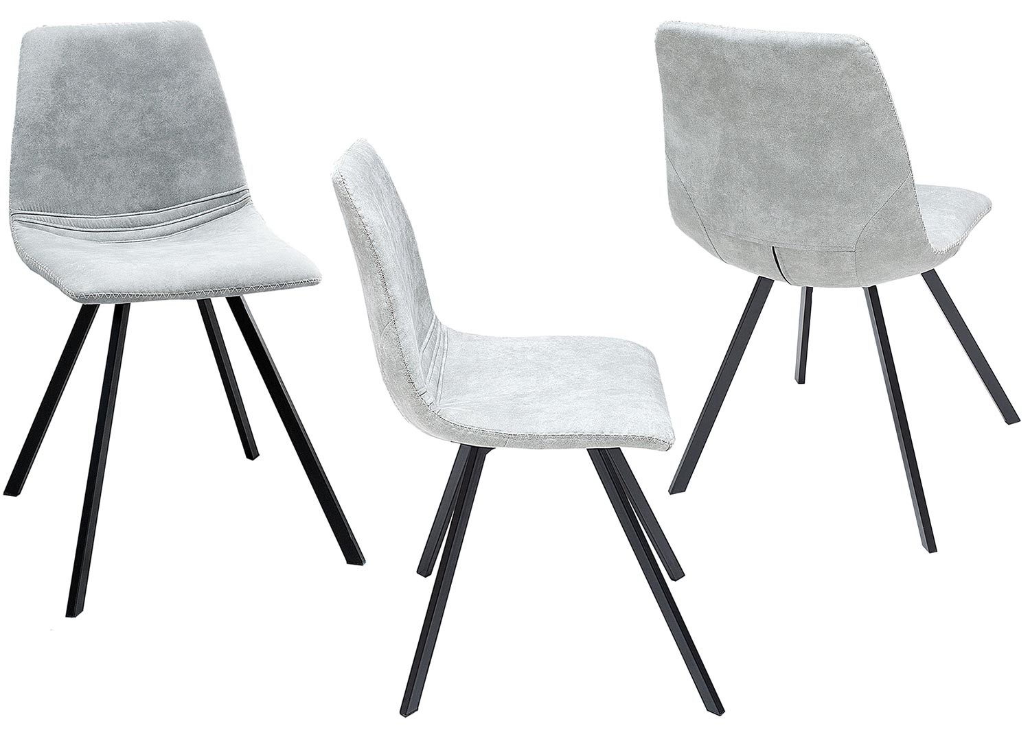 Chaise vintage microfibre et pieds métal noir