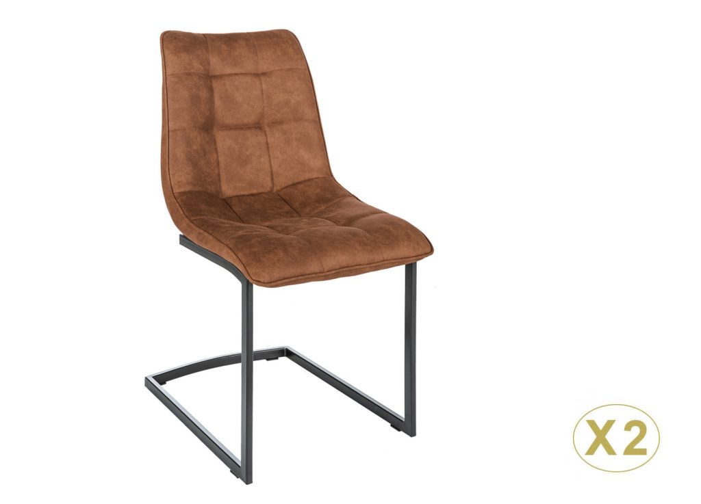 Chaises cantilever microfibre marron Lily