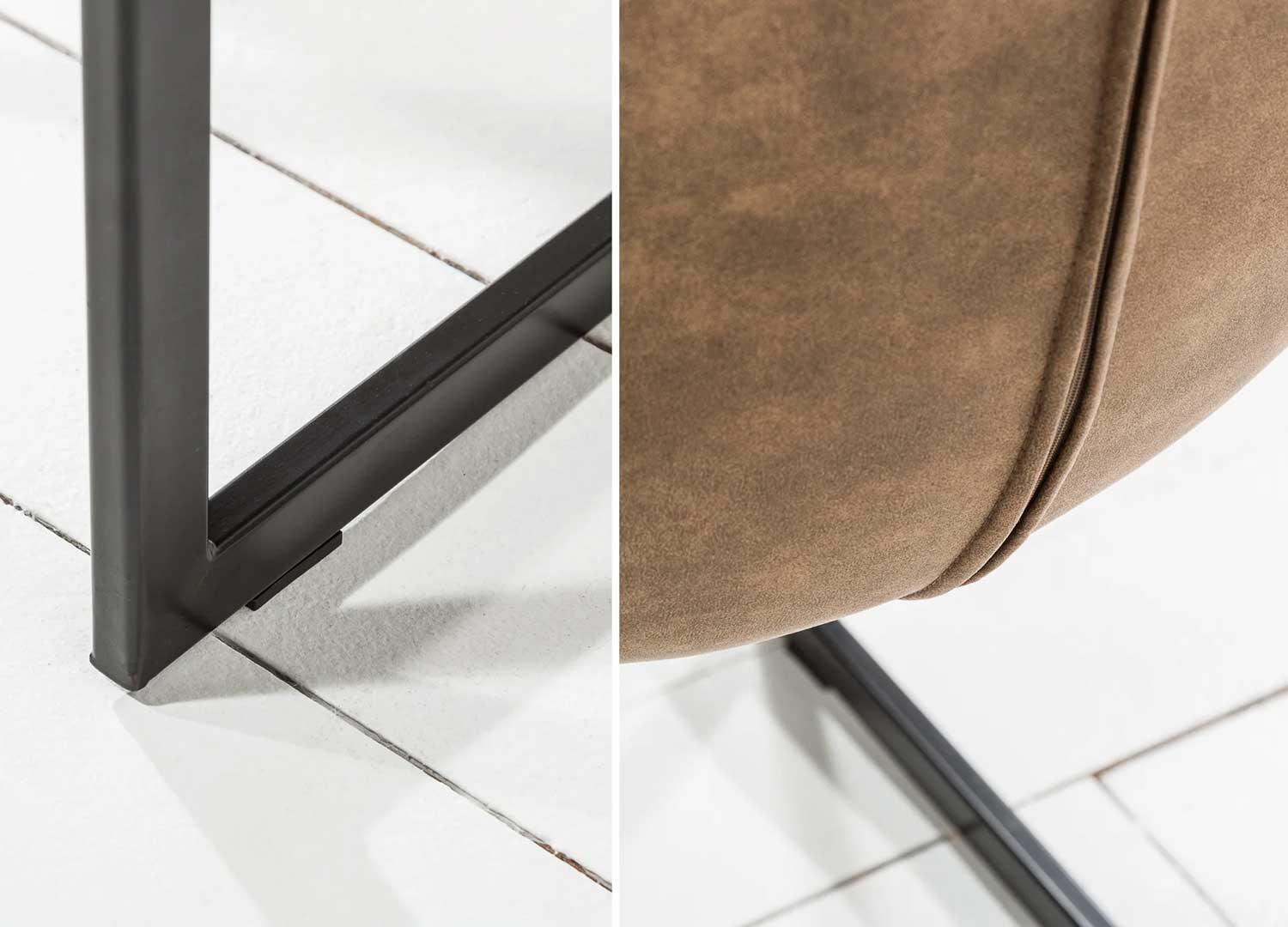 Chaises cantilever microfibre taupe Lily