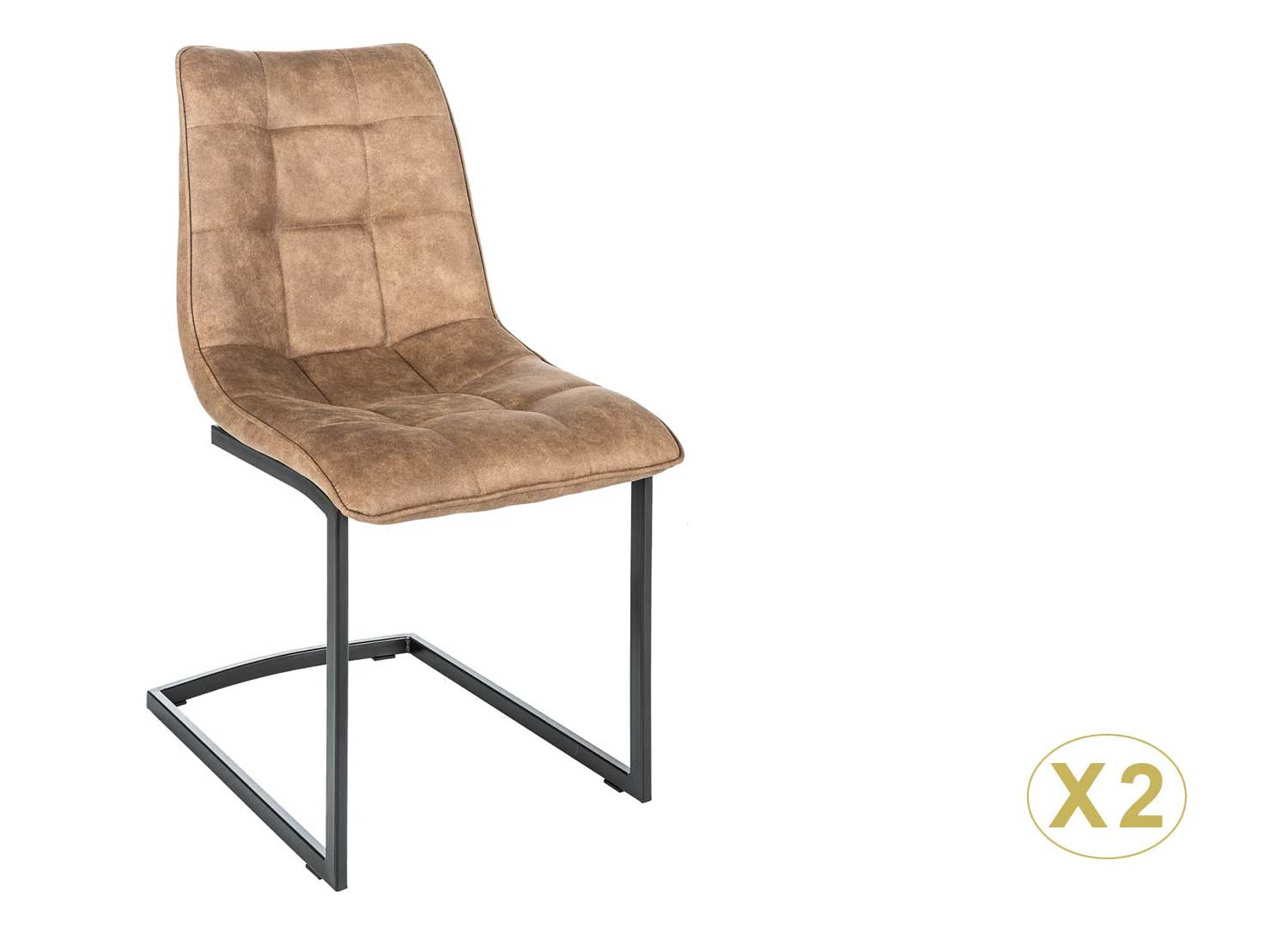 Chaises cantilever microfibre taupe Lily