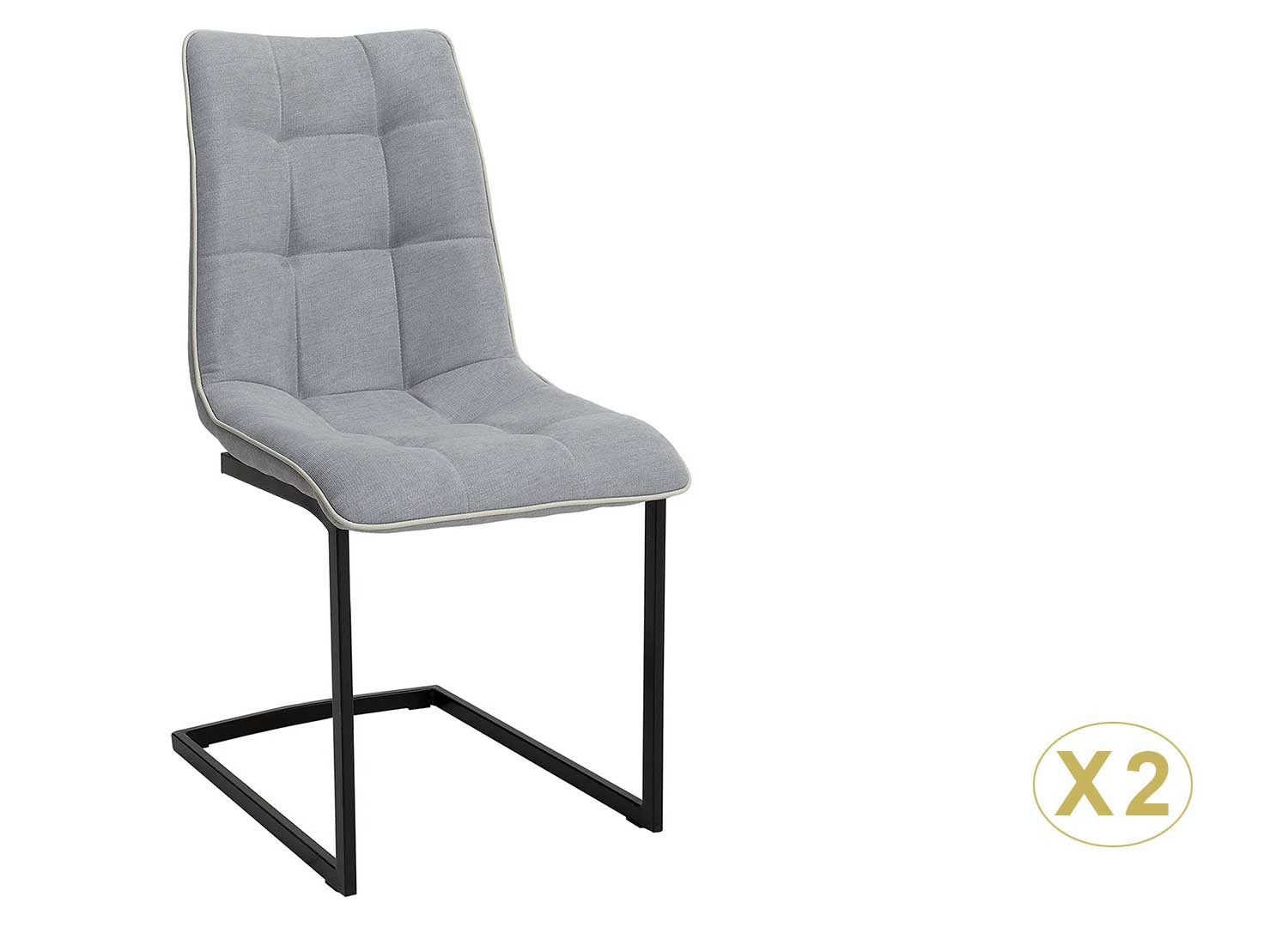 Chaises cantilever tissu gris clair Lily