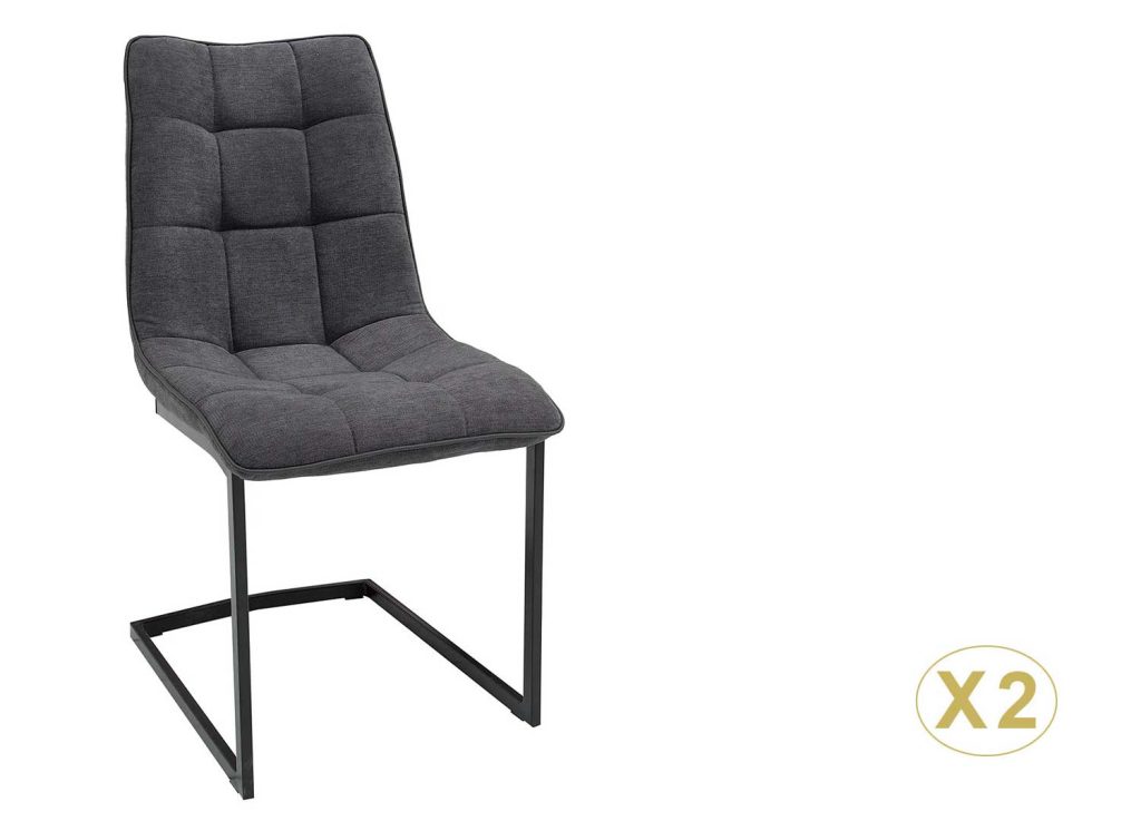 Chaises cantilever tissu gris foncé Lily