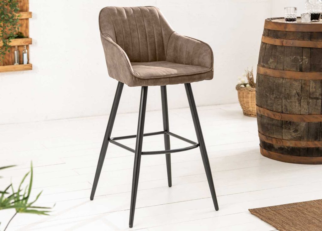 Chaises de bar couleur taupe vintage Issa