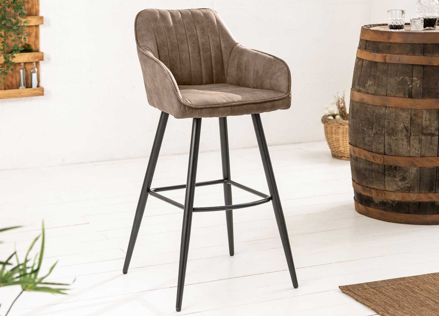 Chaises de bar couleur taupe vintage