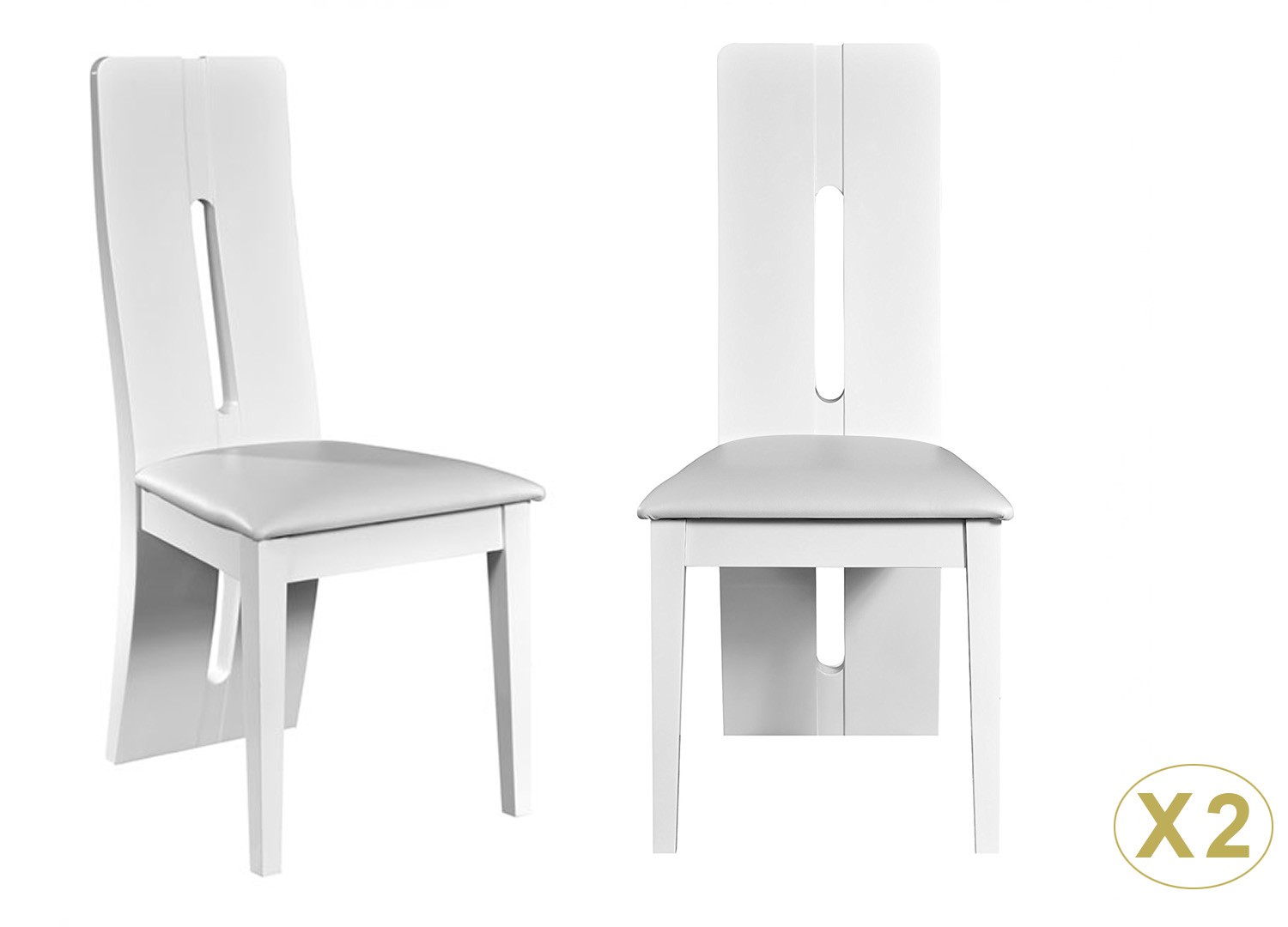 Chaises de repas design blanc laqué