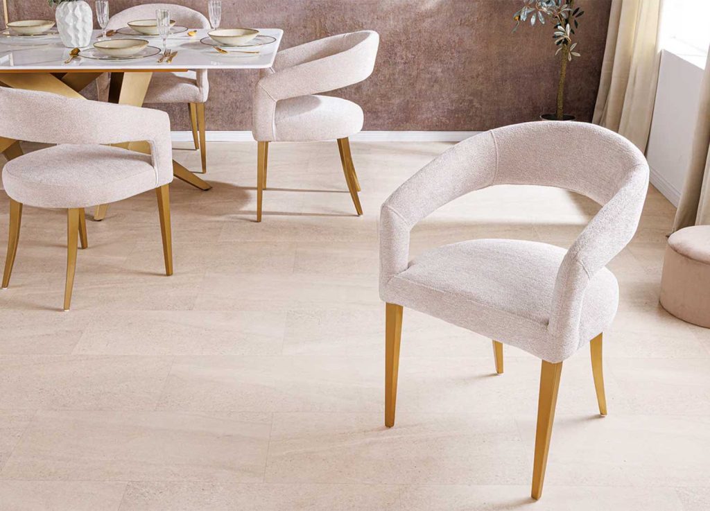 Chaises de salle à manger beige et doré Giada