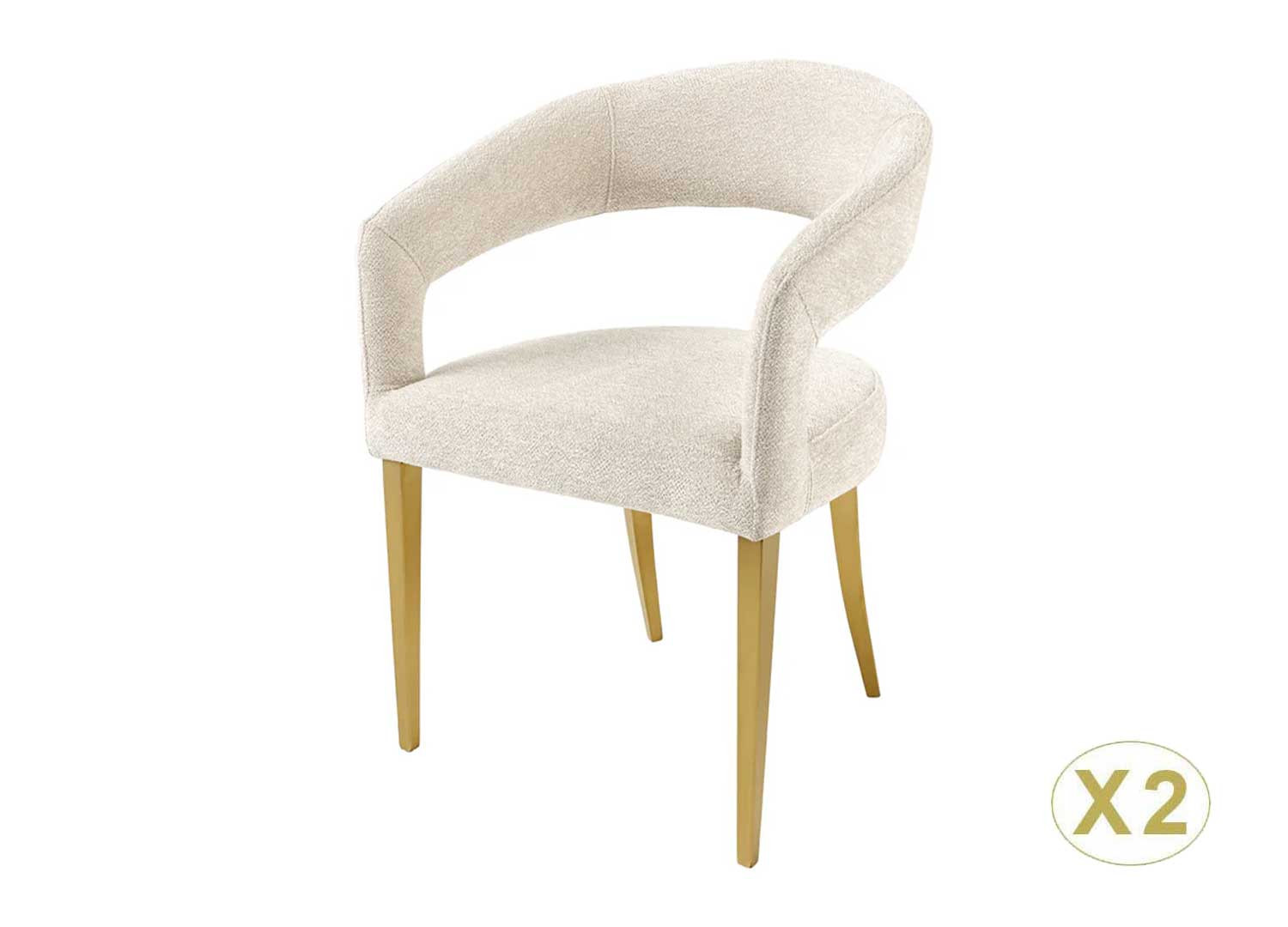 Chaises de salle à manger beige et doré Giada